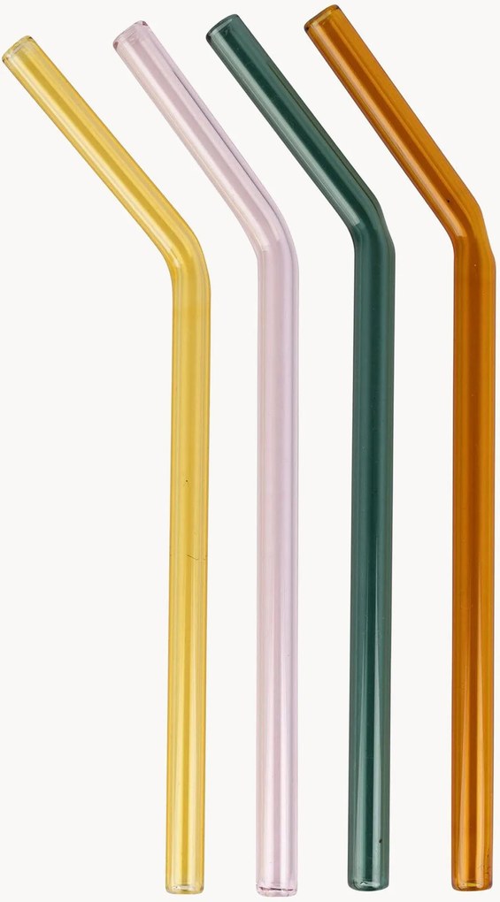 Set di 4 cannucce in vetro borosilicato Funky