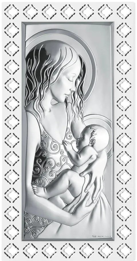 Quadro  "Madonna con bambino" ricci cm.14,8x34,6h. (est.cm. 21,8x41,5)