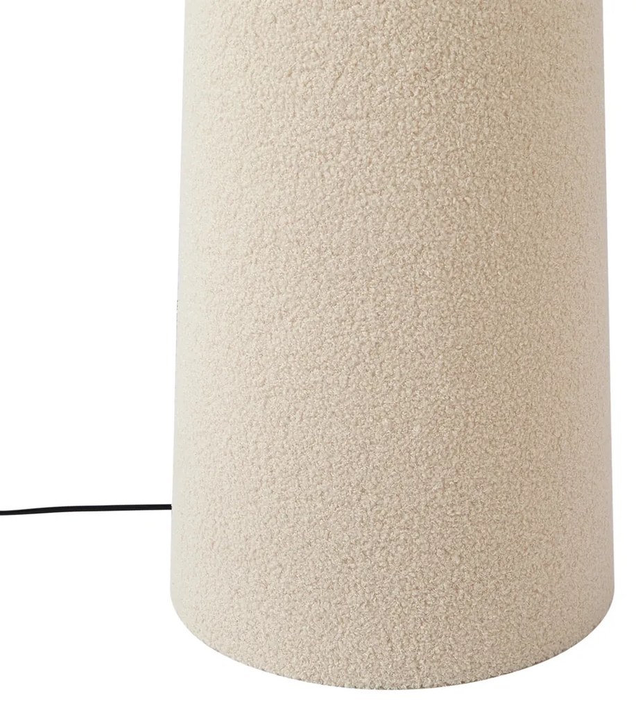 Lampada da terra Japandi beige in tessuto teddy a 2 luci - Trombet