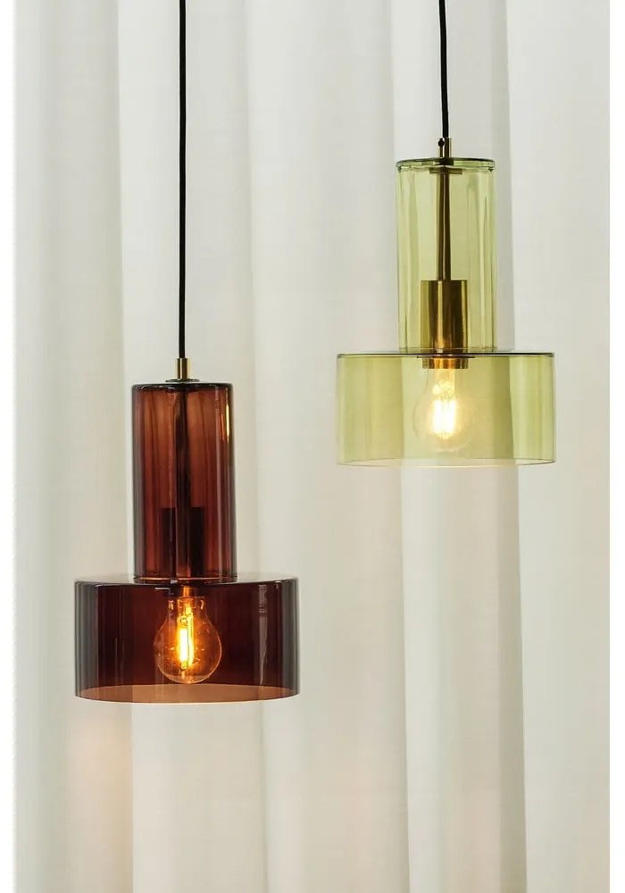 Lampada a sospensione in vetro verde ø 20 cm Ripple - Hübsch