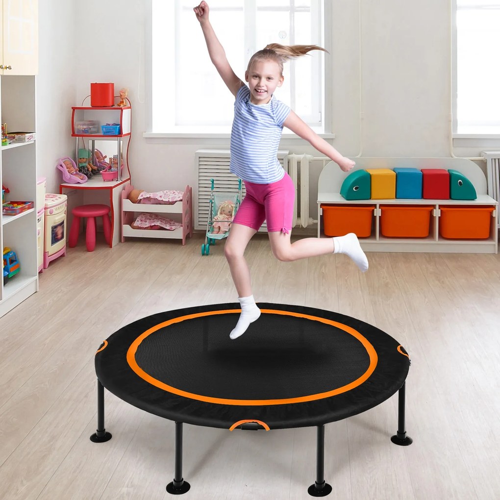 Costway Trampolino fitness silenzioso con corde elastiche durevoli per bambini e adulti, Trampolino pieghevole 122cm