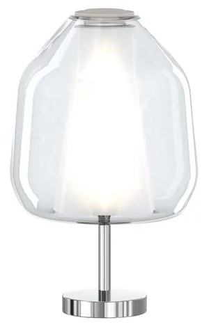 Lampada Contemporanea Double Skin Beta Metallo Cromo Vetro Trasp. 1 Luce E27