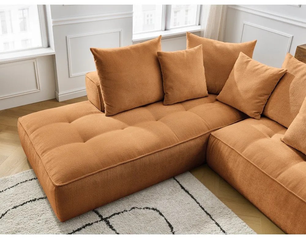 Divano angolare color senape (penisola a destra/a L) con rivestimento in ciniglia Whesley – Bobochic Paris