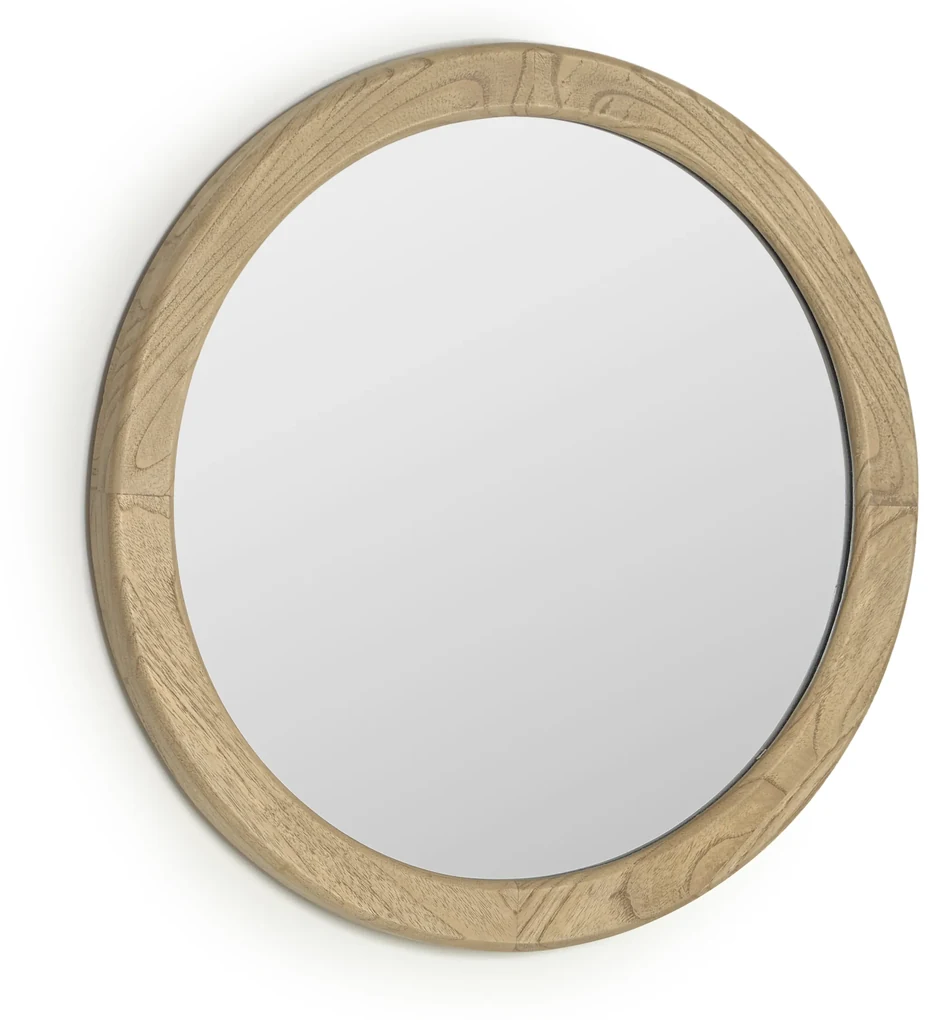 Kave Home - Specchio rotondo Alum in legno massello di mindi Ø 50 cm