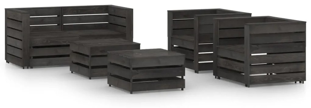 Set Salotto da Giardino 6 pz in Legno di Pino Impregnato Grigio