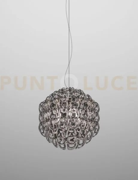 Giogali sospensione 50 cristallo fume' e cromo lucido 3 luci attacc...