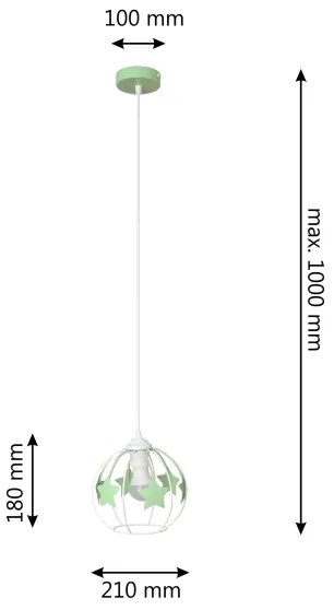 Lampadario a sospensione per bambini STARS 1xE27/15W/230V verde/bianco