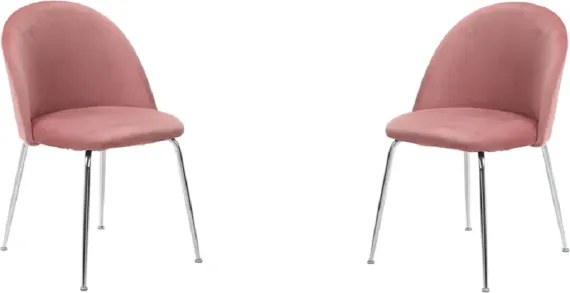 Sedia da pranzo in velluto Rosa con gambe in metallo Cromo - PARIS 2 sedie