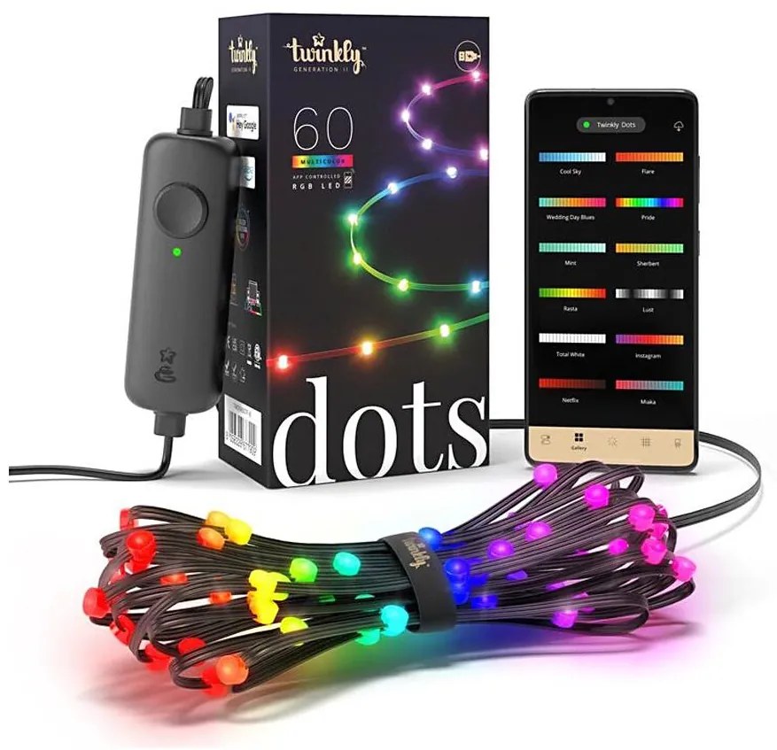 Twinkly TWD060STP-B - LED RGB Striscia dimmerabile DOTS 60xLED 3 m Wi-Fi USB