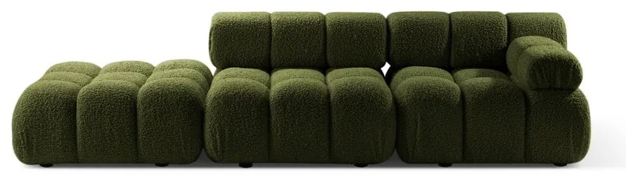 Divano componibile verde con rivestimento in bouclé 288 cm Bellis – Micadoni
