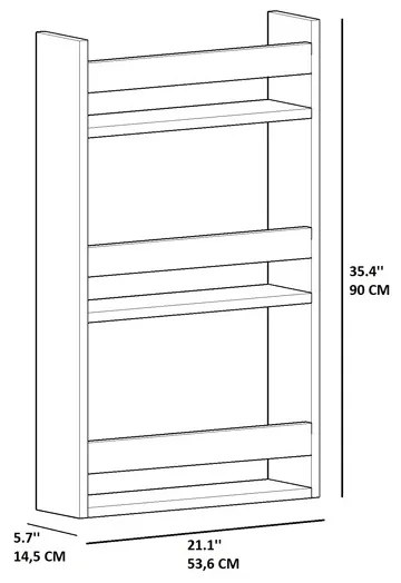 Mensola Sospesa Portariviste 3 Ripiani 54x14x90 Mara Rovere