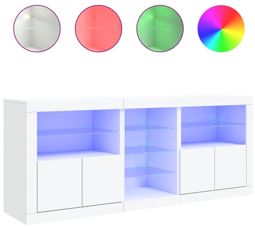 Credenza con luci led bianca 162x37x67 cm