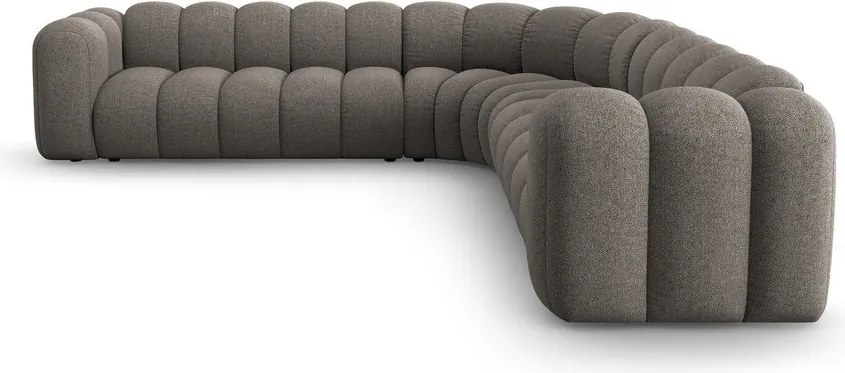 Divano angolare componibile grigio scuro con rivestimento in ciniglia Lupine – Micadoni