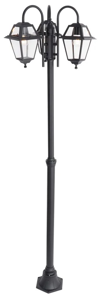 Lanterna da esterno classica nera 235 cm 3 luci IP44 - Berta
