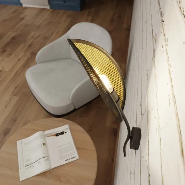 Applique LOTUS 1xE14/10W/230V nero/oro