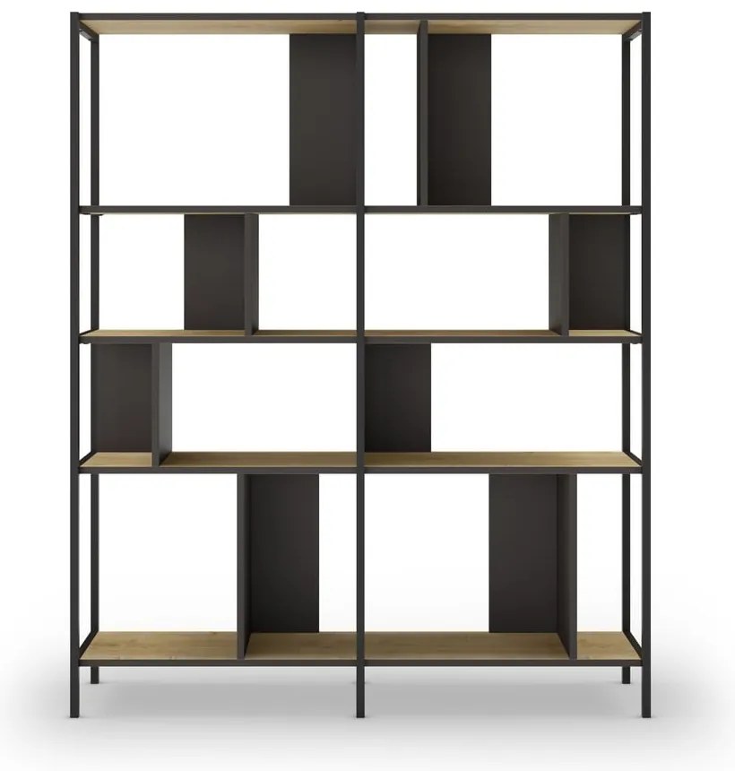 Libreria in rovere decorato in nero-naturale 144x175 cm Alabama - Marckeric