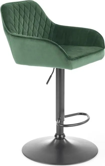 Sgabello da bar H-103 in velluto verde- H114 cm