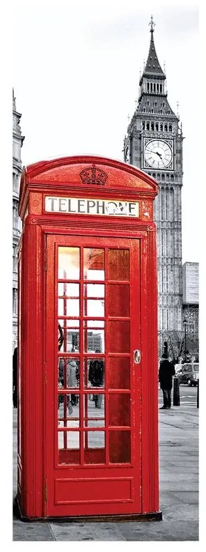 Stampa su tela London red cabin sfondo b&w, multicolore 180 x 64 cm