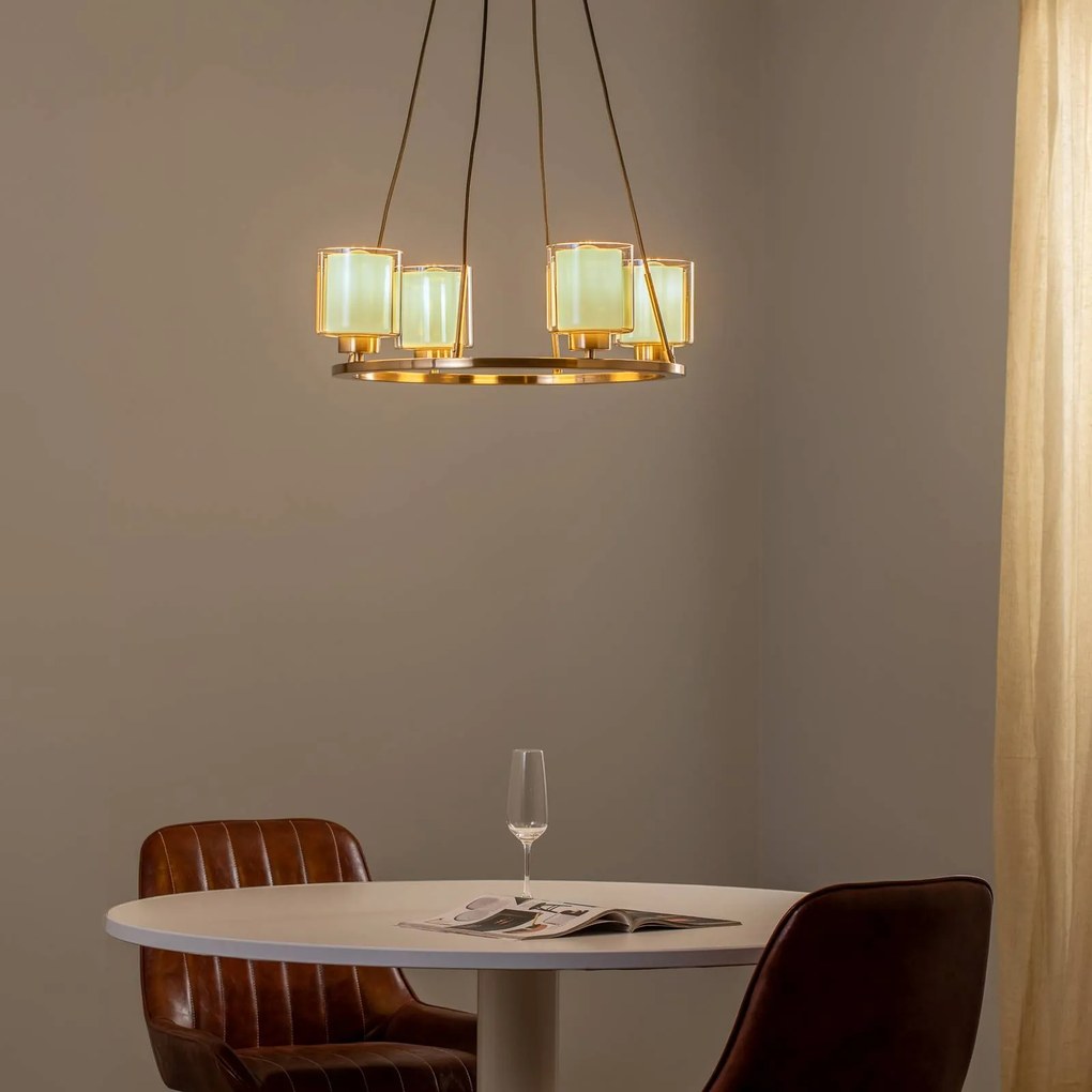 Lucea Lampadario Ressa Ø 59 cm ottone anticato, a 4 luci.