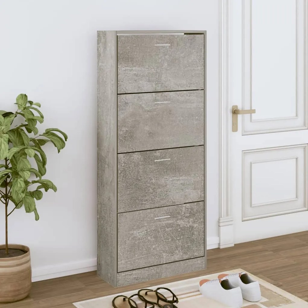 Scarpiera Grigio Cemento 63x24x147 Cm İn Legno Multistrato /