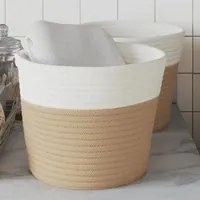 Cestini Portaoggetti 2pz Beige e Bianco 24x18 cm in Cotonecod mxl 132623