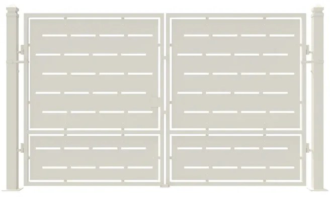 Cancello con serratura elettrica Privacy in ferro, apertura centrale, L 308.5 x H 180 cm, di colore bianco