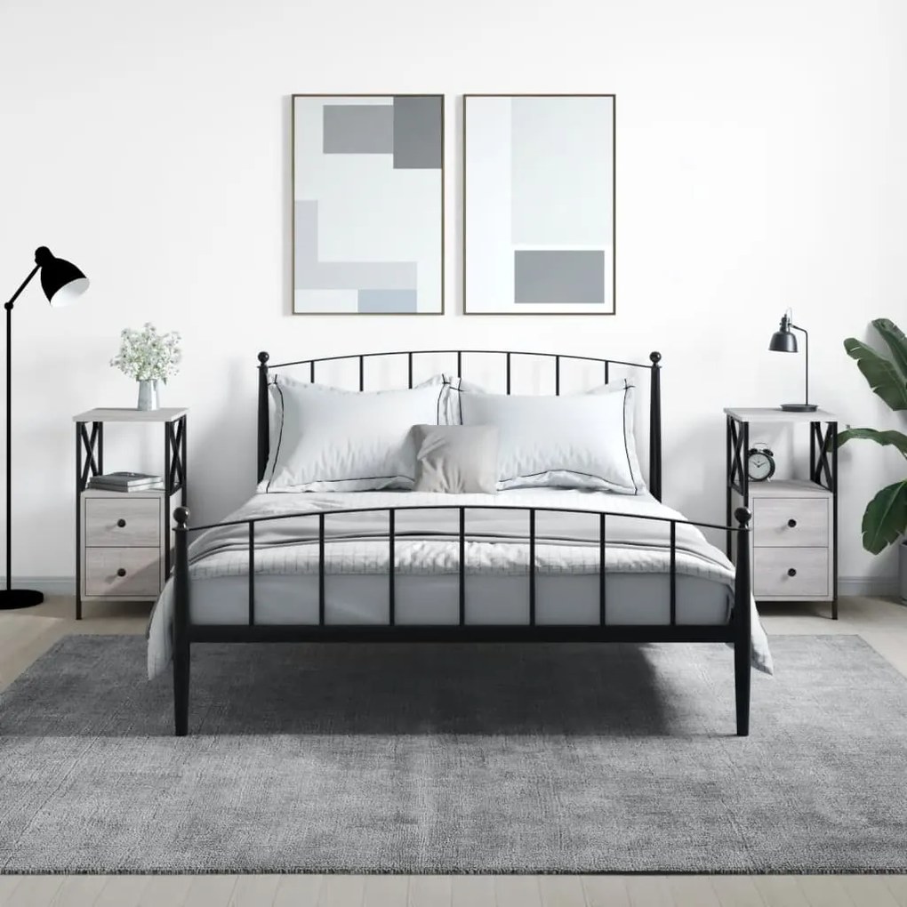 Comodini 2 Pz Grigio Sonoma 34x35,5x70 Cm İn Legno Multistrato /