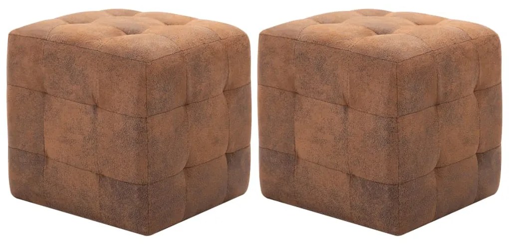 Pouf 2 pz Marrone 30x30x30 cm in Similpelle Scamosciata