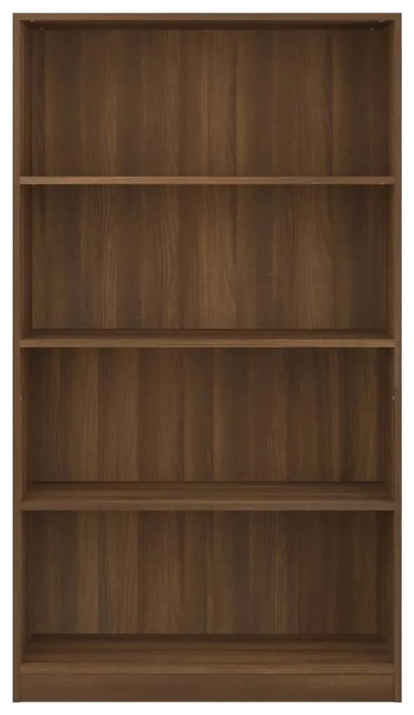 Libreria 4 ripiani rovere marrone 80x24x142cm legno multistrato