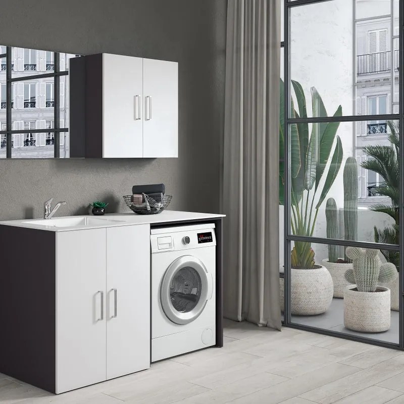 Lavatoio per bucato in resina bianco Desi vasca sinistra L141 P68 cm