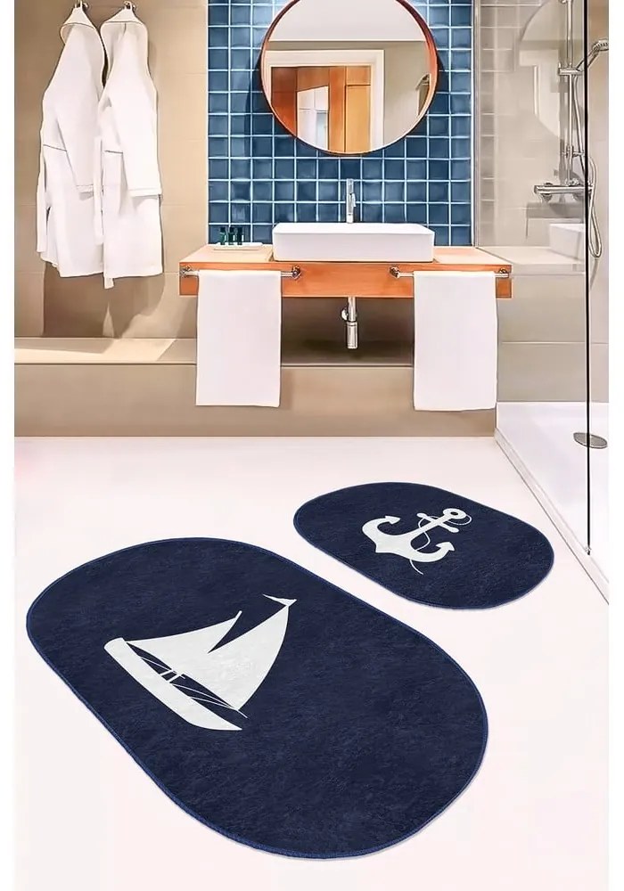 Tappetini da bagno blu in set da 2 100x60 cm - Minimalist Home World