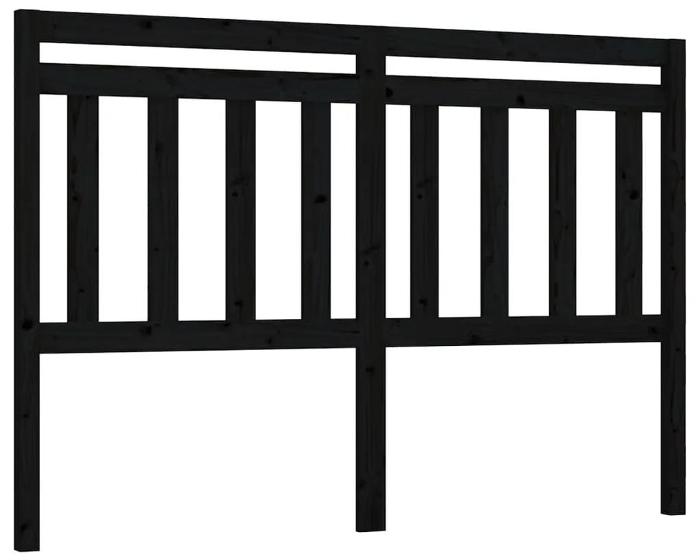 Testiera per letto nera 166x4x100 cm in legno massello di pino