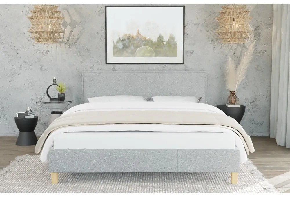 Letto singolo imbottito grigio con griglia 90x200 cm Tina - Ropez