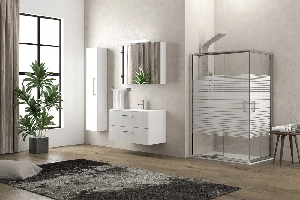 Box doccia angolo 90x70 altezza 180cm vetro serigrafato K410 - KAMALU