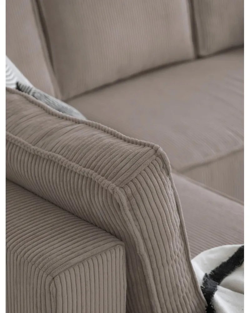 Divano letto angolare in velluto a coste beige Brave Dave - Miuform