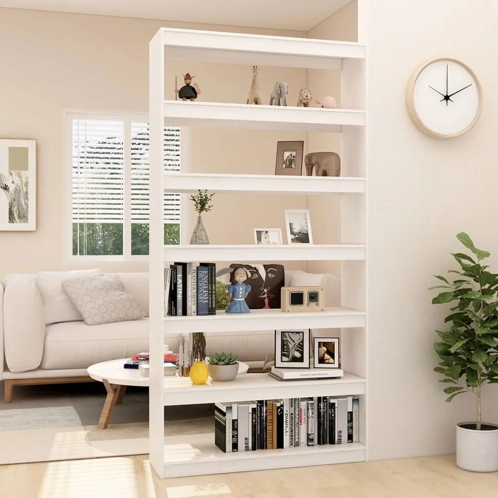 Libreria/divisorio bianco 100x30x200 cm legno massello di pino