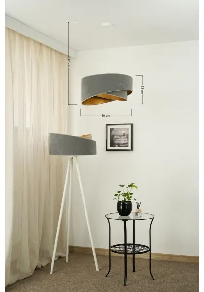 Brilagi - Lampadario LED a sospensione con filo LYRA 1xE27/15W/230V grigio/oro