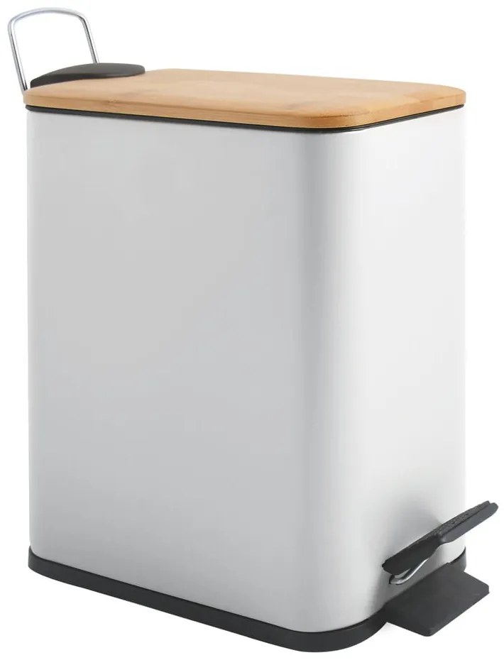 Cestino per la spazzatura bianco in acciaio con pedale 5 l Erik – Spirella