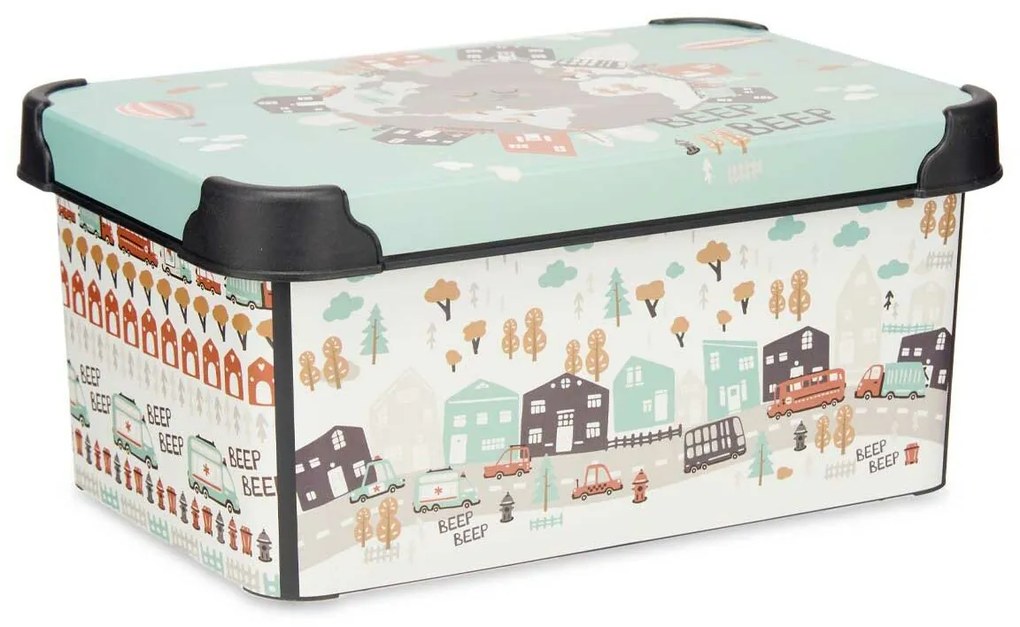 Scatola portaoggetti con coperchio Per bambini Autostrada Plastica 5 L 19 x 13,5 x 29 cm (12 Unità)