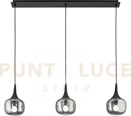 Lampadario a sospensione jaipur fume' e nera 3 luci attacco e14 97x...