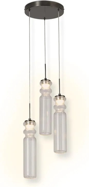 Sospensione Linea vetro trasparente D80 cm 3x15W CCT