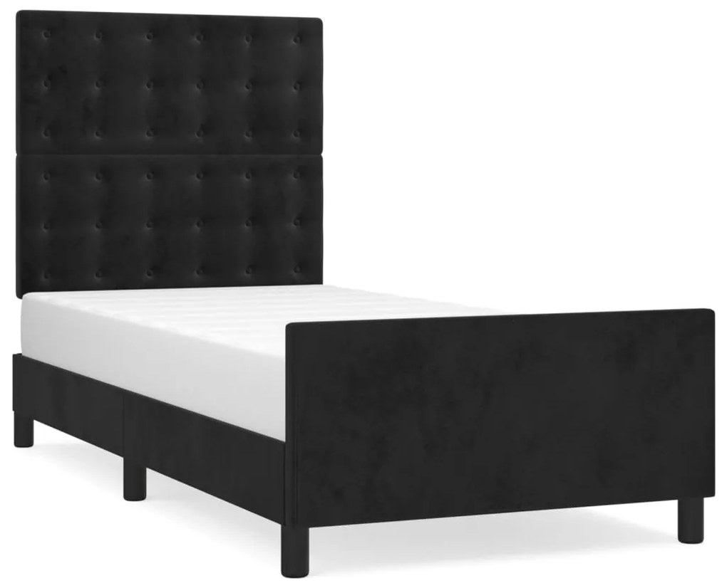 Giroletto con testiera nero 90x200 cm in velluto