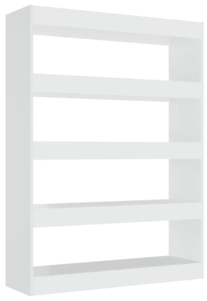Libreria/divisorio bianco lucido 100x30x135 cm