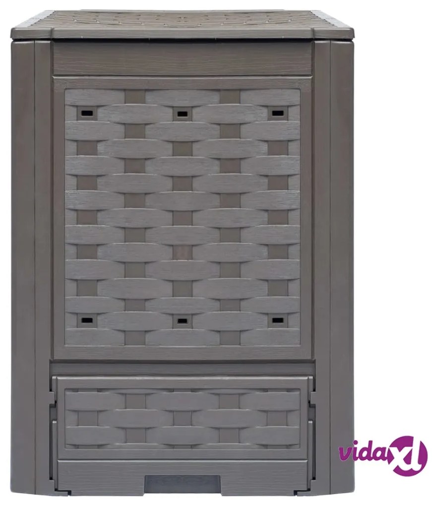 vidaXL Compostiera Giardino Marrone 60x60x83 cm 300 L Rattan Plastica