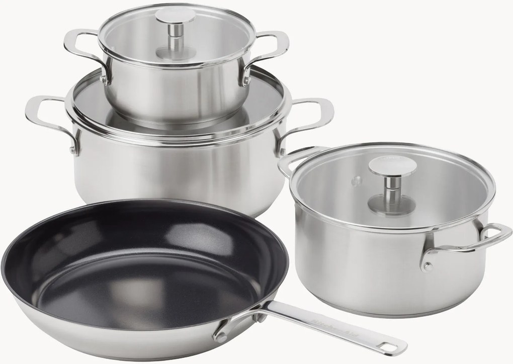 Batteria di pentole con rivestimento antiaderente KitchenAid, set da 7