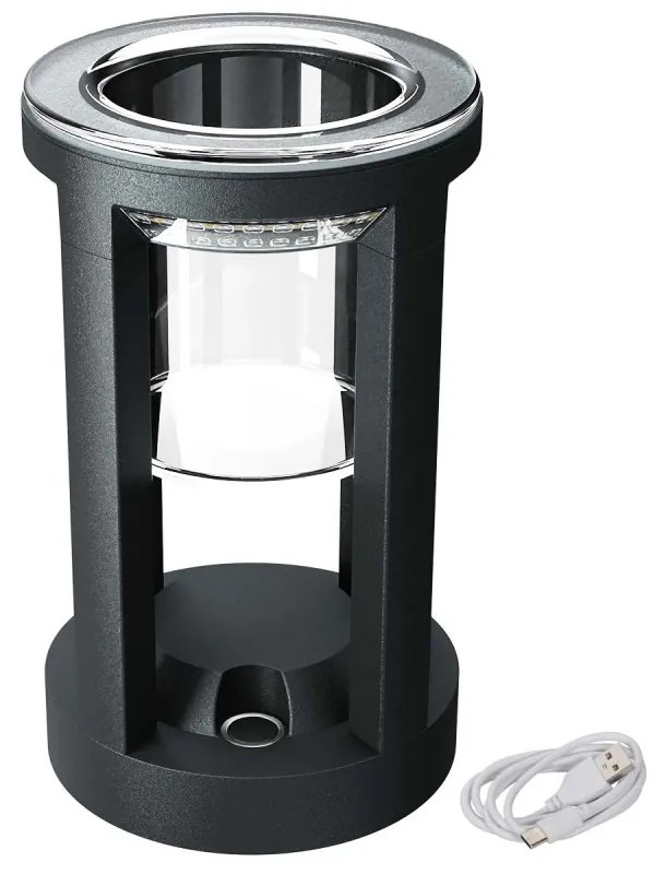Lampada Portavaso da Tavolo Ricaricabile 2.2W, IP54 CCT - Nera Colore del corpo Nero