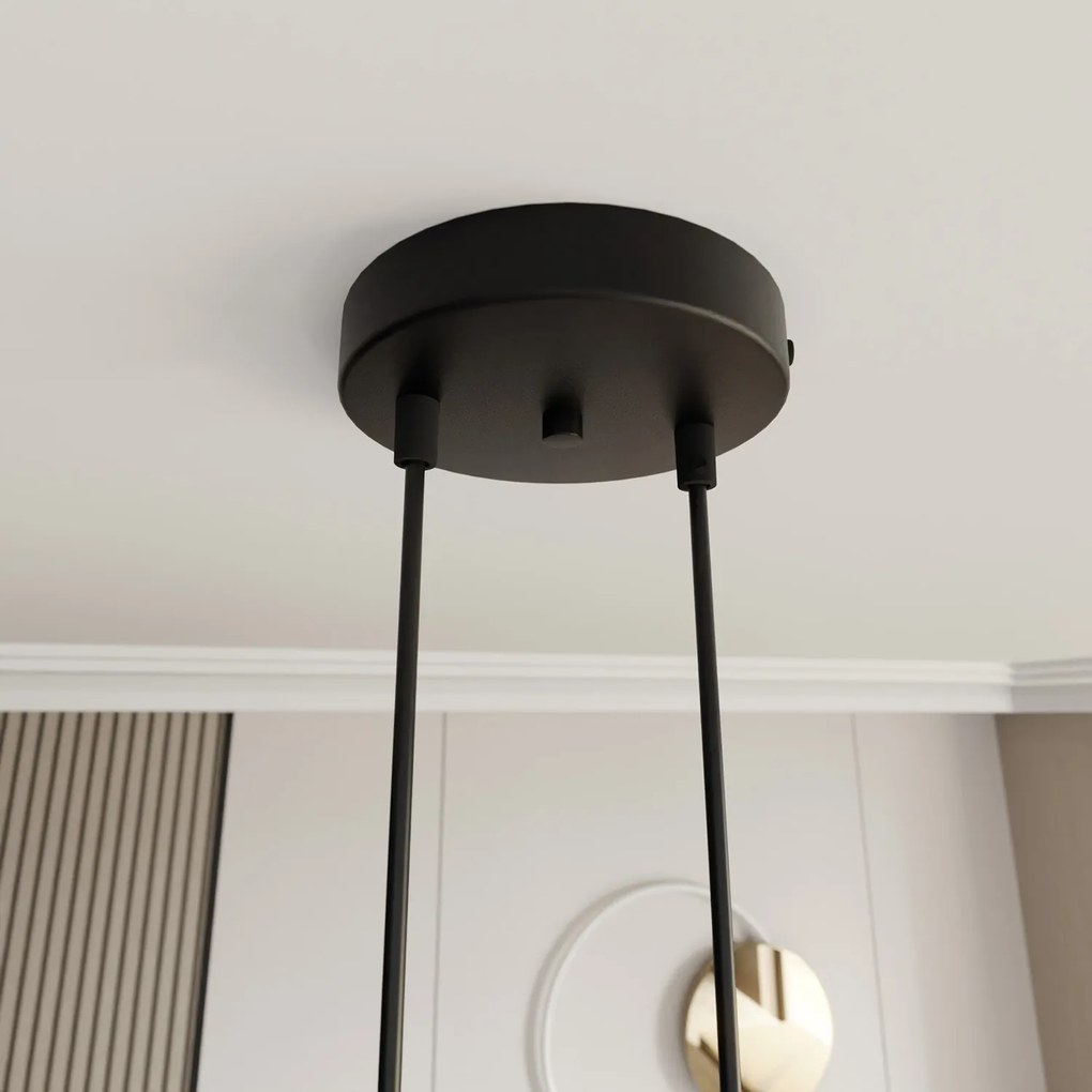 Lampada A Sospensione 2 Luci Moderna Nut In Acciaio Effetto Marmo Bianco