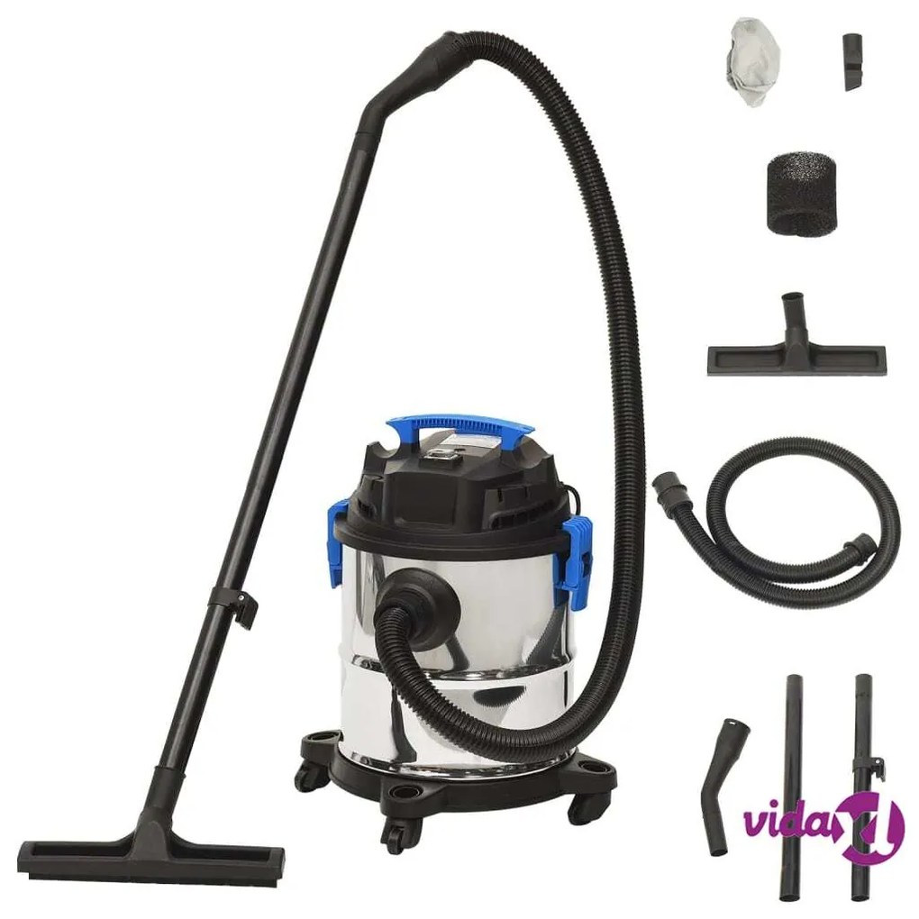 vidaXL Aspirapolvere e Aspiraliquidi 1200 W 20 L Argento