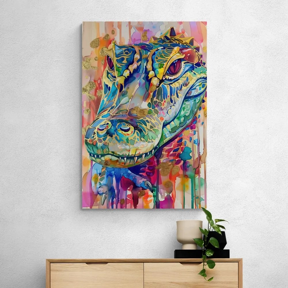 Stampa su tela – Coccodrillo con imitazione di pittura