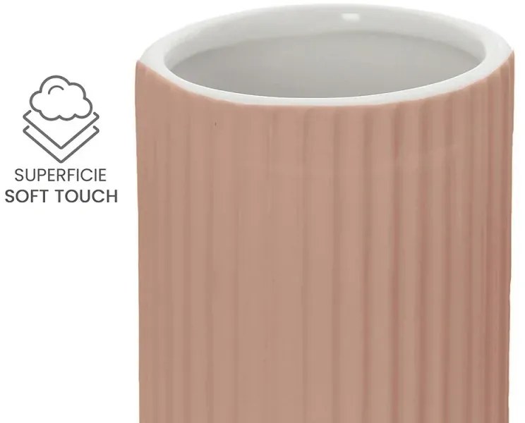 Set accessori bagno 2 pezzi in ceramica rosa soft touch Spring